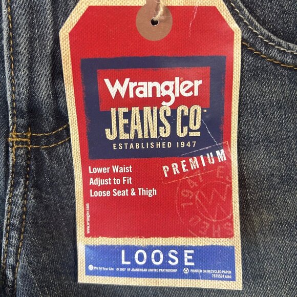 Wrangler Jeans Boys Loose Fit Dark Wash Adjustable Waistband Pants Size 10 - Picture 8 of 13